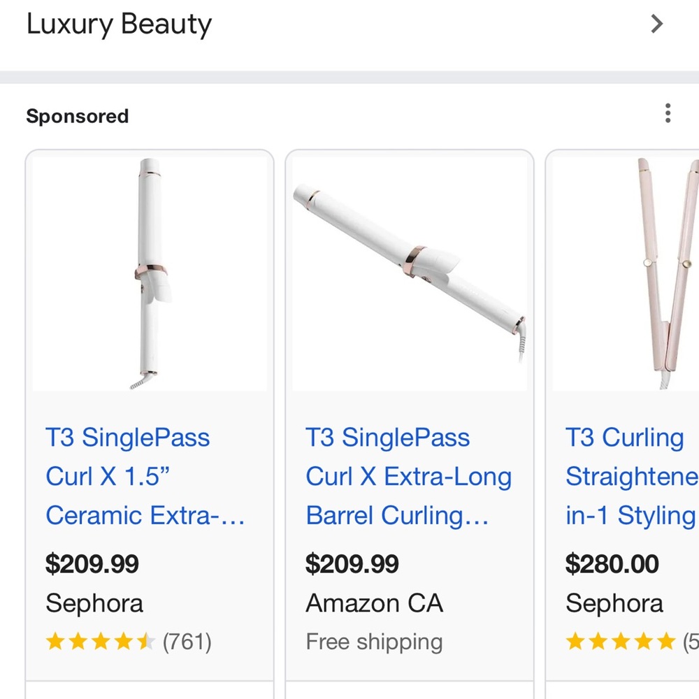 T3 Curling Iron in White and Rose Gold
